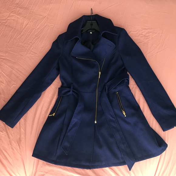 Calvin Klein asymmetrical zipper wool blend coat - Picture 5 of 8